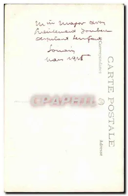 Três cavaleiros a cavalo — floresta de pinheiros — carta postal anônima — Verso