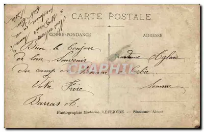 Soldats en camp — Sissoonne — Phot. Moderne Lefebvre — Verso