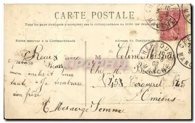 Violetas — Amizade sincera — Carta postal — Verso