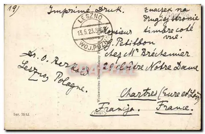 Taniec para — scena przyrody — T. Axentowicz pinx. (wydawca: Drukarnia Druk, Leszno) — Rewers