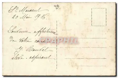 Żołnierz w mundurze — studio fotograficzne — Saint-Maixent, 20 maja 1916 — Rewers