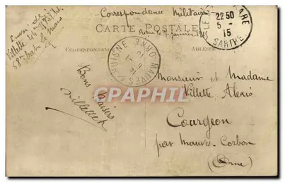 Grupo de soldados — campanha — Correspondência militar SARITHE (Orne) — Verso