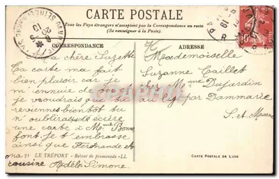 Le Tréport — Powrót z wycieczki — Karta pocztowa luksusowa — Rewers