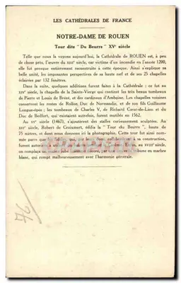 Rouen (Seine-Inférieure) — Kerk van Notre-Dame (Zoogtoren) — Collectie Kolarsine en Oplossing Pautaubege — Achterkant