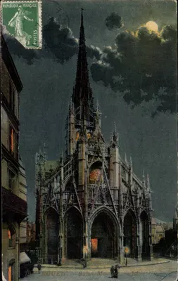 Igreja de São Maclou de Rouen — vista noturna sob a lua — editor Rouen, n°79