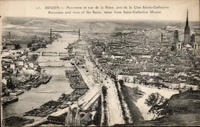 ROUEN — Panorama e vista da Seine, tirado da Côte Sainte-Catherine — Editor não identificado, n° 23
