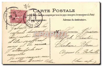 Fontanna Krzyża w Rouen — rysunek piórem — A. Gaulan — Rewers