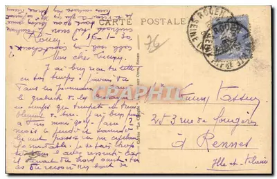 Rouen - Pont Transbordeur (Sistema F. Arnodin) — 269 — Altura dos pilares: 67 metros, Altura do tabuleiro: 50 metros, Largura do rio Sena: 143 metros, Data de construção: 1898 — Verso