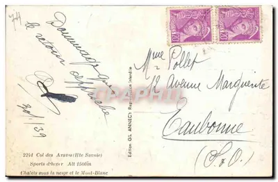 Col des Aravis (Haute-Savoie) — Esportes de inverno Alt 1500m — Edição Gil Annecy — Verso