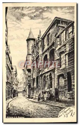 Rouen - Rue Saint-Romain — desenho a pena por A. Goulon