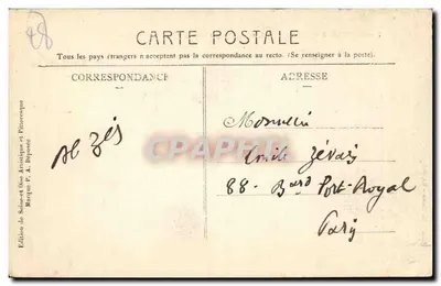Montlhéry — Castillo-Fortaleza, reconstruido por Rodiggiero, pintor, en 1897 — Colección Paul Allorge — Reverso