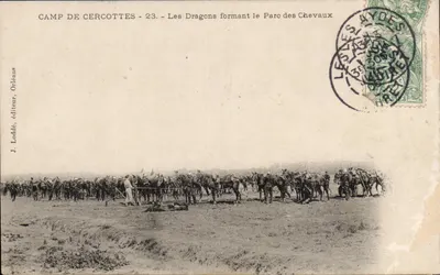 Campo de Cercottes - 23. - Os Dragões formando o Parque dos Cavalos — J. Loddé, editor, Orléans