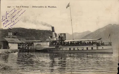 Annecy Gölü — Menthon Limanı — Annecy Şehir Hattı Vapuru — Yayımcı Billet phot, Annecy, no 947