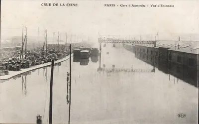 Cheia do Sena — Paris - Estação de Austerlitz — Vista Geral — Editor E.D.