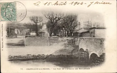 Chatillon-sur-Seine — O Pont e a Avenida dos Padeiros — H. Bogureau, editor, Chatillon-sur-Seine, n°77