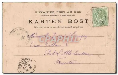 Bretagna — Donna e bambini — Vicinanze di Quimperlé (Finistère) — Collezione E. Hamonic, n° 517 — Verso