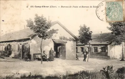 Camp d'Avor (Cher) — Escritório de Correios e Loja de Tabaco — Editor E. T. Coll.