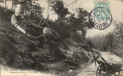Côte-d'Or - Charbonniers em coët - Transporte da madeira — L. V., editor