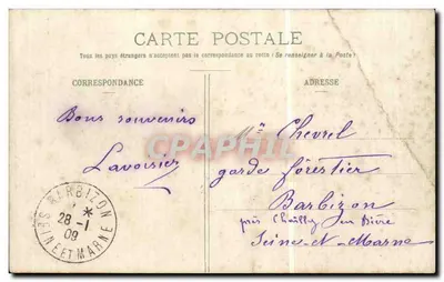Chasse à courre en Forêt de Compiègne — Équipages de Chézelles et de Vallon, Les Piqueurs sonnent la Mort (Vieux-Moulin) — Éditeur : Obtenu avec les Plaques Jouga — Verso