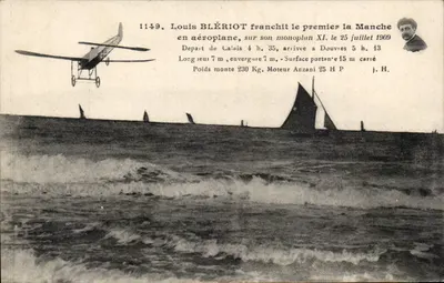 Louis BLÉRIOT ultrapassa pela primeira vez a Mancha em avião — em seu monoplano XI — J. H.