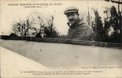 Grande Semana de Aviação de Rouen — E. Dubonnet, vencedor do Prêmio da Natureza — Editado por A. Labaty, 24, boulevard des Capucines, Paris
