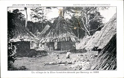 Vila da Zona Florestal destruída por Samory em 1898 — Alta Costa do Marfim Ocidental — Colônias Francesas