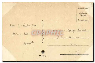 Criança a cavalo com cães — Feliz Natal 1924 — Editor Colombon — Verso