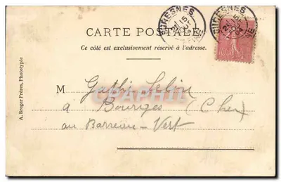 Suresnes - Plac Henri IV — widok ulicy z handlarzami i hotelem — A. Breger Frères, Fototypia — Rewers