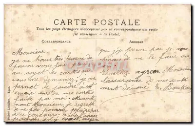 Caen — Hotel de Ville — Carta feita por L. Boutois — Verso
