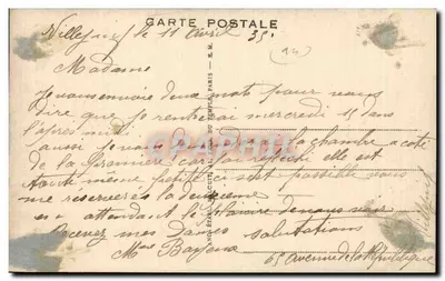 Villejuif - Place de la Fontaine — vista dos comércios e de um poste de luz — Editor EM, n° 7070 — Verso