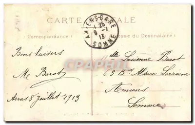 Arras — Monumento Emile Legrelle — editor KD, n°30 — Reverso