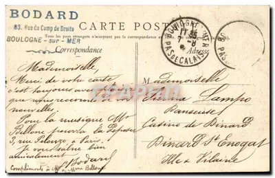 Boulogne-sur-Mer — Estátua do Dr. Duchesne — editor desconhecido — Verso