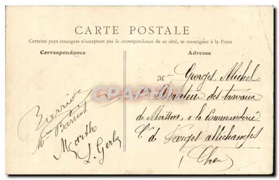 Bilhete postal antigo Meulan Rue Gambetta e rue des Ecoles — Verso
