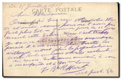 Bouchoir (Somme) — Widok na kościoł po straszliwym bombardowaniu — J. Courcier, 8, rue Simon-le-Franc, Paryż. — Rewers