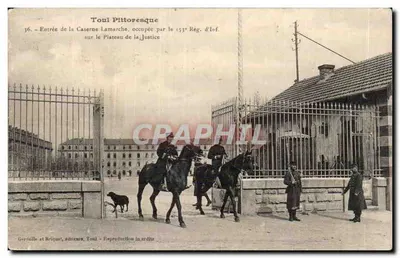 Toul Pittoresque — Entrada da Caserne Lamarche, ocupada pelo 153º Rég. de Inf. no Plateau de la Justice — Gerriolle e Brique, editores, Toul