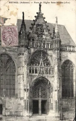Rethel (Ardennes) — Porta da Igreja São Nicolau (1510) — A. Wilmet, fot.-edit., Rethel