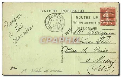 Bilhete postal antigo Saint Leu la Foret A Igreja — Verso
