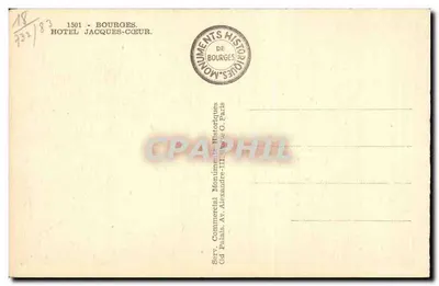 Hotel Jacques-Cœur — Bourges — editor Monument Historique — Verso