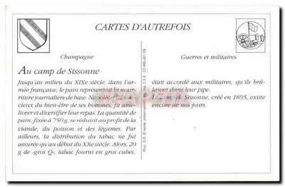 Camp de Sissonne (Aisne) — Distribuição de Pão e Tabaco — Rue, frères, fotógrafos, Sissonne (Aisne) — Verso