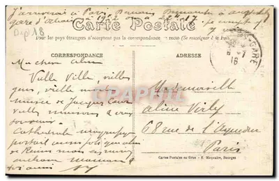Bourges — Starszy Hotel Cujas — Kartki Pocztowe w Dużej Ilości - E. Maquaire, Bourges — Rewers