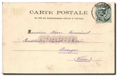 Bourges — Kaserna Condé, widok na dzwonnice katedry — Wyd. Laussadat, Chalindret — Rewers
