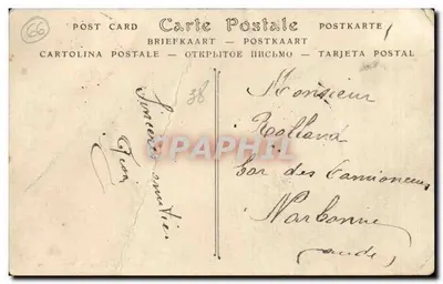 Stara pocztówka Perpignan Le Castillet — Rewers