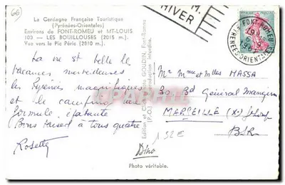 Les Bouillouses (2015 m.) — Uitzicht richting Pic Péric (2010 m.) — Uitgave en G. Ch. Goudin (P.O.) — Achterkant