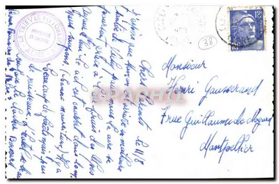 Le Tréves — Widok wioski i maswu Mont Aiguille — Wydawca nieznany — Rewers