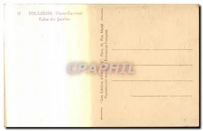 Toulouse (Haute-Garonne) — Iglesia de los Jacobinos — Ediciones de Arte 'Art-XX' París — Reverso
