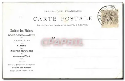 Vista de Boulogne-sur-Mer — Entrada del puerto — Société des Viviers — Reverso