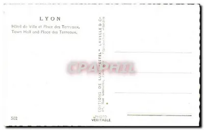 Lyon — Hotel de Ville e Praça dos Terreiros — Estel — Verso