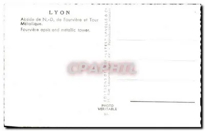 Lyon — Abside de N.-D. de Fourvière et Tour Métallique — Éditeur Éstel — Verso