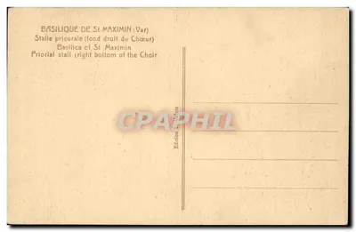 Basílica de St-Maximin — Stalle prieurale (fundo direito do Coro) — Edição L. Valatz — Verso