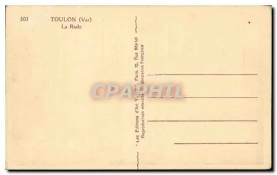 Toulon (Var) — La Rade — Ediciones de Arte Yvon — Reverso